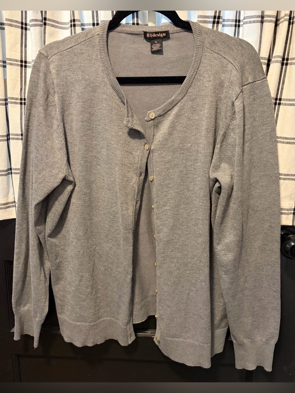 Bydesign Classic Gray Button Cardigan With Enamel Filled Metal Buttons. Size XL.